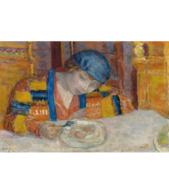 Pierre Bonnard - Giovane donna a tavola. Stampa su tela