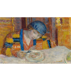 Pierre Bonnard - Giovane donna a tavola. Stampa su tela