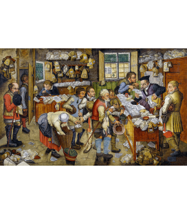 Pieter Bruegel il Giovane - Il pagamento delle decime (Villaggio Avvocato). Stampa su tela
