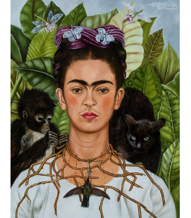 KALO-001 - Kahlo Frida - Autoritratto con collana di spine e colibrì. Stampa su tela